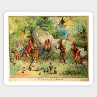 Gnomes and Fairies Vintage Illustration Sticker